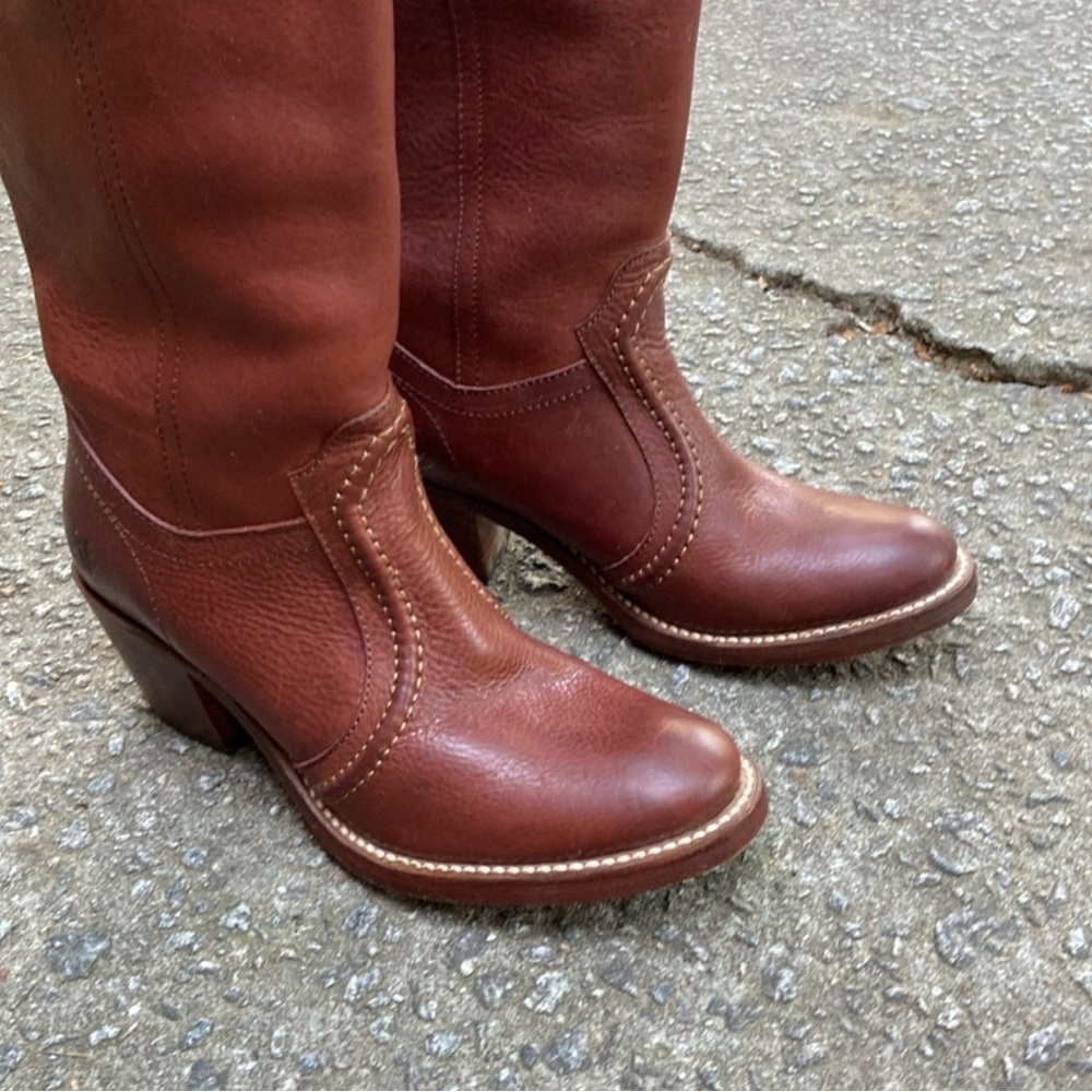 Frye Tall Chestnut Leather Riding Boots - Picture 2 of 4